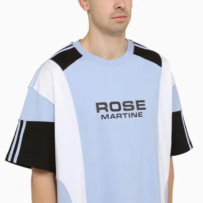Shop Martine Rose Blue/white/black Cotton T-shirt With Logo Men