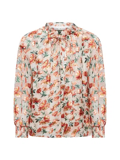 Shop Alice And Olivia Alice + Olivia Shirts In Falling For You Off White