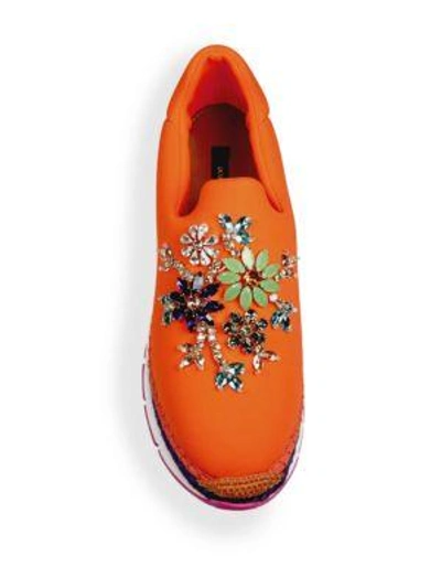 Shop Dolce & Gabbana Embellished Slip-on Sneakers In Blue