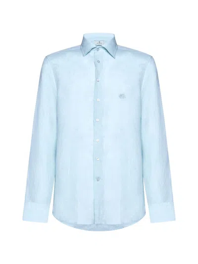Shop Etro Shirts In Azzurro Acqua Medio