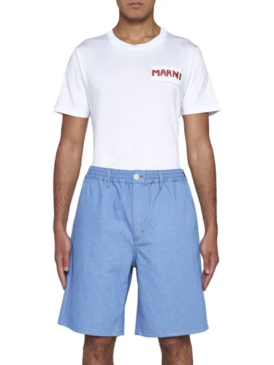Shop Marni Shorts In Azure