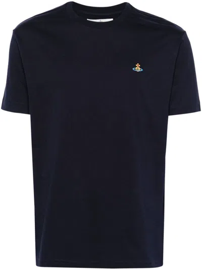 Shop Vivienne Westwood Logo Cotton T-shirt In Blue