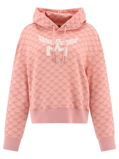 Shop Mcm Monogram Hoodie Sweatshirts In Pink