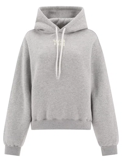 Shop Alexander Wang Puff Logo Hoodie Sweatshirts In Grey