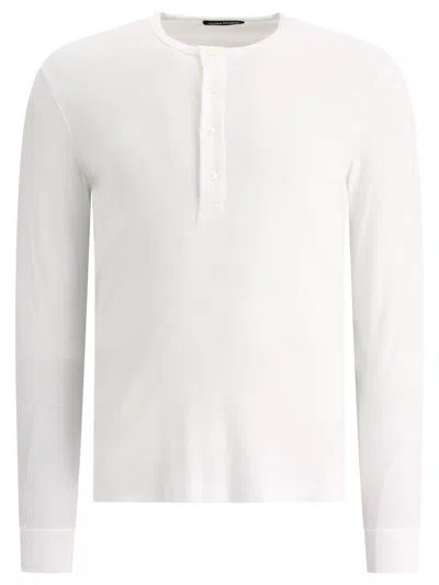 Shop Tom Ford Lyocell Buttoned T-shirt T-shirts In White