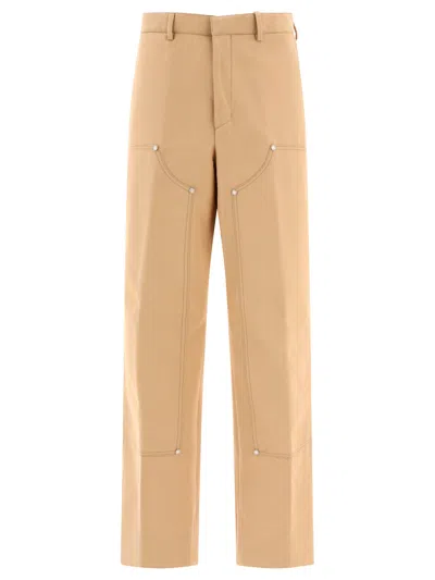 Shop Palm Angels Monogram Trousers In Beige