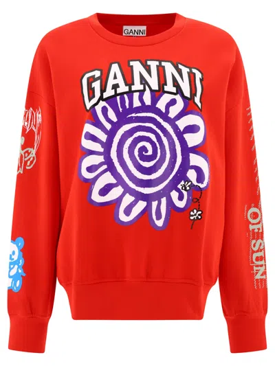 Shop Ganni Magic Power Sweatshirts In Red