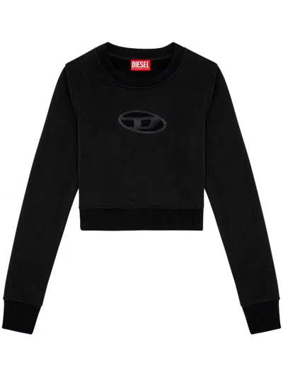 Shop Diesel Logo Cotton Sweatshirt In Black