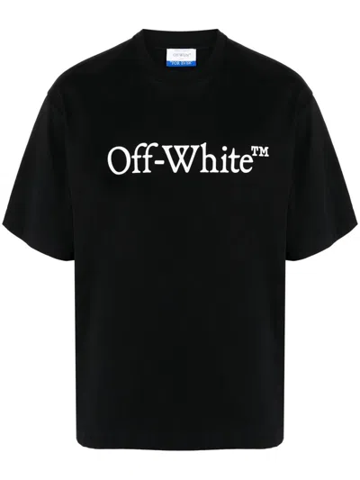 Shop Off-white Big Bookish Skate Cotton T-shirt In Black/white