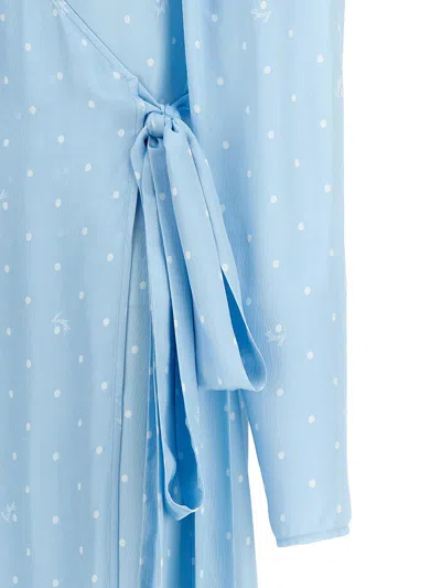 Rotate Birger Christensen Polka Dot Midi Wrap Dress With Pockets In Blue