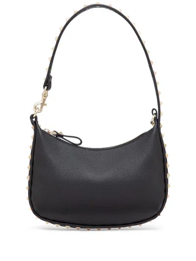 Shop Valentino Garavani Rockstud Mini Leather Hobo Bag In Black