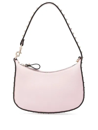 Shop Valentino Garavani Rockstud Mini Leather Hobo Bag In Pink