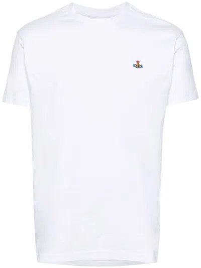 Shop Vivienne Westwood Logo Cotton T-shirt In White
