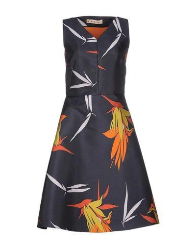 Shop Marni Knee-length Dress In Dark Blue