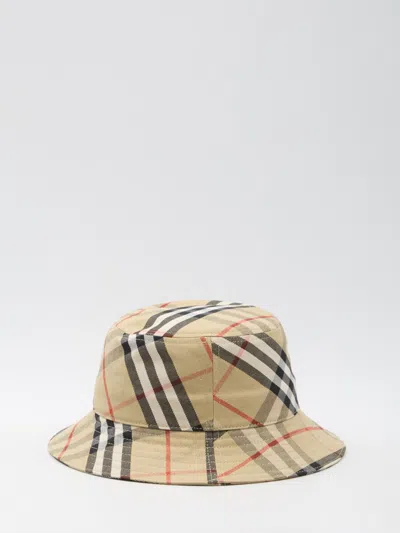 Burberry Check Bucket Hat In Beige