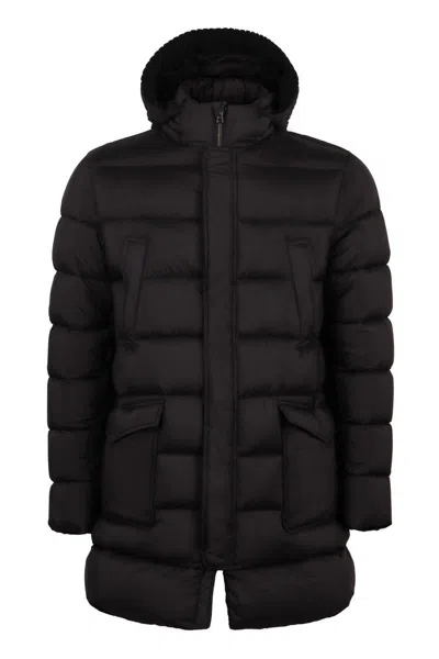 Shop Herno Techno Fabric Long Down Jacket In Black