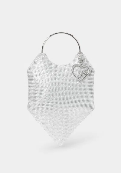 Bebe Alabama Metal Handle Crossbody In Silver,white