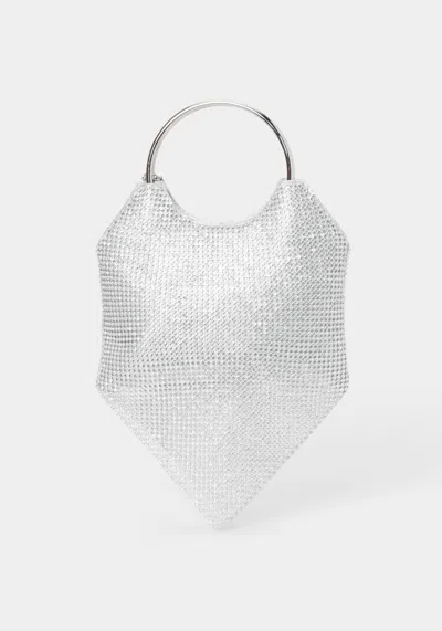 Bebe Alabama Metal Handle Crossbody In Silver,white