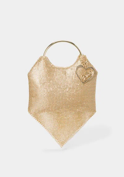 Bebe Alabama Metal Handle Crossbody In Gold,white