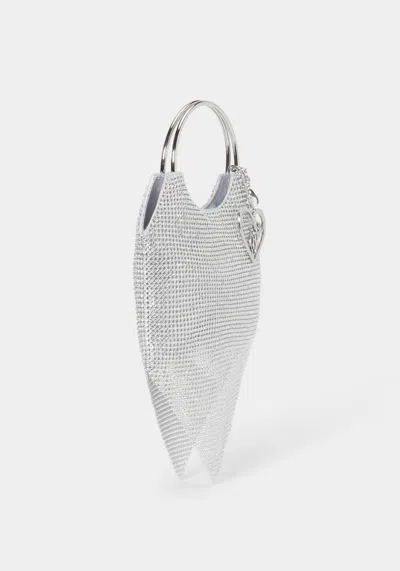 Bebe Alabama Metal Handle Crossbody In Silver,white