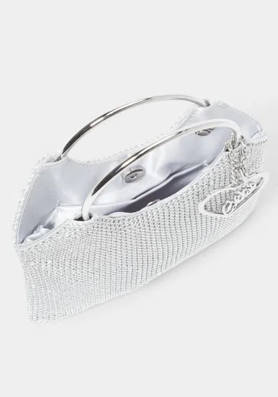 Bebe Alabama Metal Handle Crossbody In Silver,white