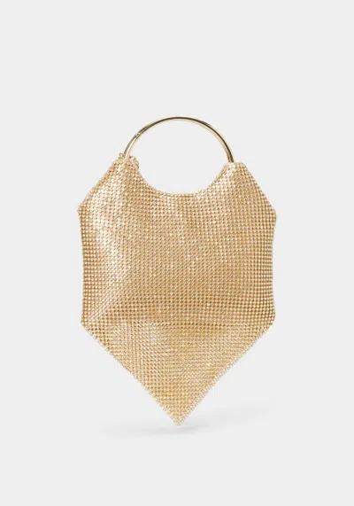 Bebe Alabama Metal Handle Crossbody In Gold,white
