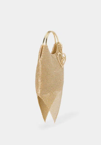Bebe Alabama Metal Handle Crossbody In Gold,white