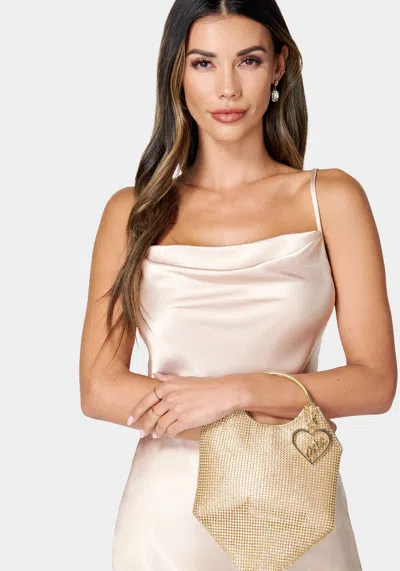 Bebe Alabama Metal Handle Crossbody In Gold,white