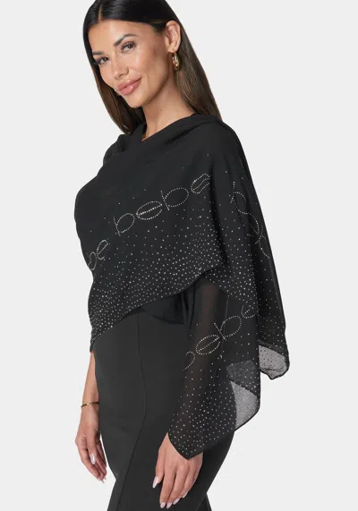 Bebe Bling Logo Scarf In Black,silver