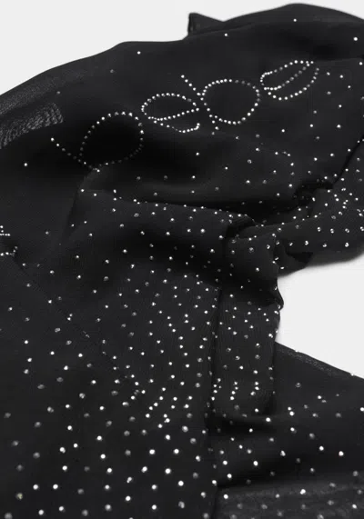 Bebe Bling Logo Scarf In Black,silver