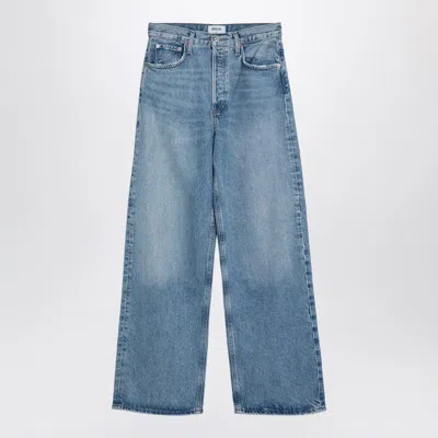 Shop Agolde Light Straight Boyfriend Jeans In Denim In Blue