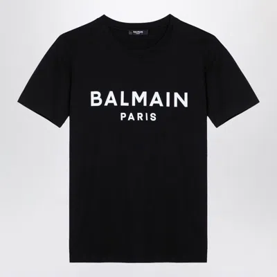 Shop Balmain Crew-neck T-shirt With Logo In Black