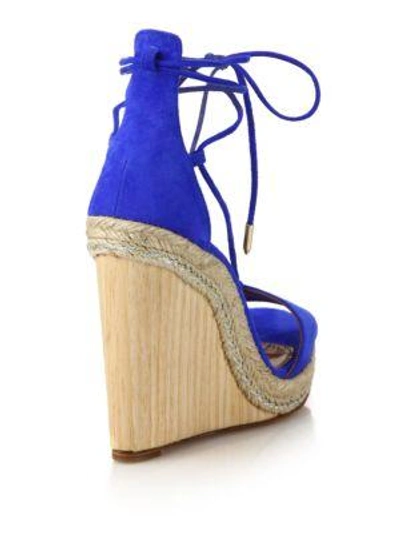 Shop Aquazzura Alexa Suede Wedge Espadrille Sandals In Nude