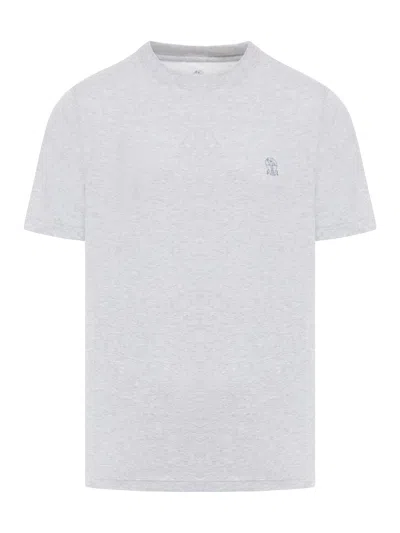 Shop Brunello Cucinelli Logo-print Cotton T-shirt In White