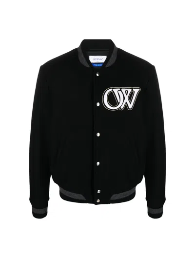 Shop Off-white Wool Varsity Bomber In Black
