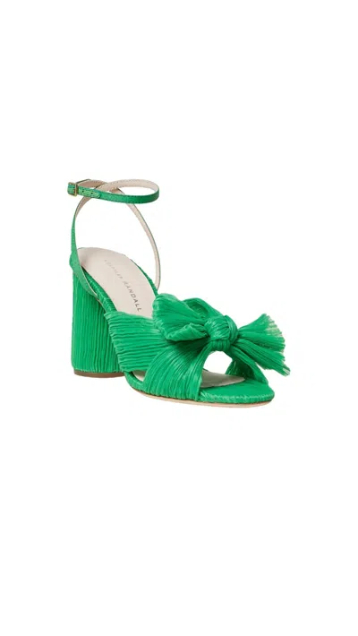 Shop Loeffler Randall Camellia Pleated Bow Heel In Clover In Green
