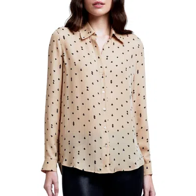 Shop L Agence Nina Blouse In Dark Almond/black Playing Card In Beige