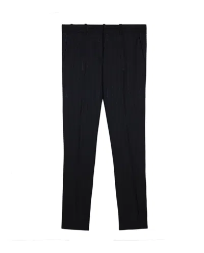 Shop Versace Wool Blend Trousers In Black