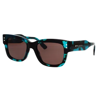 Gucci Womens Blue Gg1626s Square-frame Tortoiseshell Acetate Sunglasses In Black