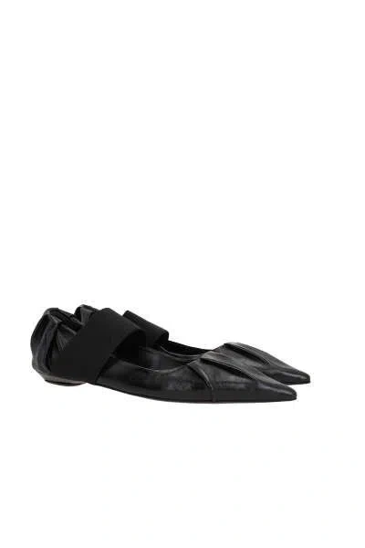 Bruno Frisoni Pointed-toe Leather Ballerina Shoes In Black