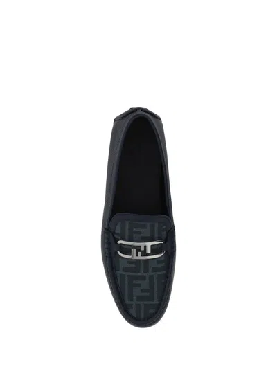 Shop Fendi Loafers In Blu Denim+abisso