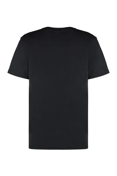 Shop Ganni Cotton Crew-neck T-shirt In Black