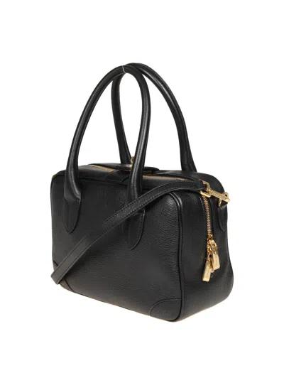 Golden Goose Life Black Sheepskin Bag And Gold Details In Black