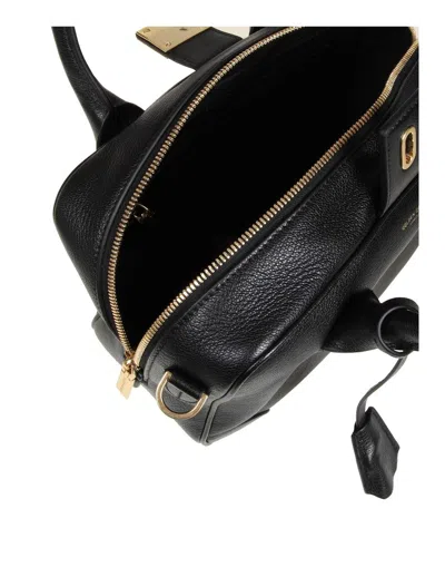 Golden Goose Life Black Sheepskin Bag And Gold Details In Black