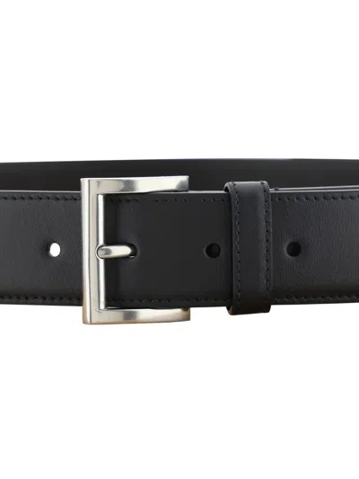 Shop Prada Leather Belt In Black