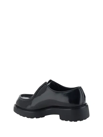 Prada Brushed Leather Lace-up Shoes Lace Up Shoes Black In Black