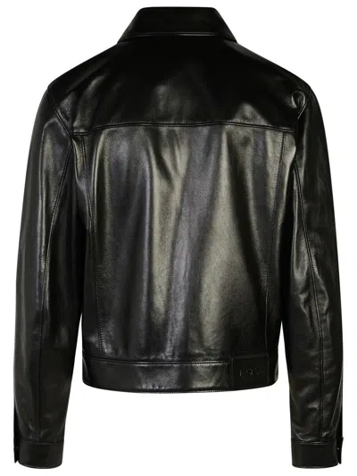 Shop Versace Black Leather Jacket