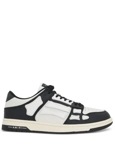 Shop Amiri White And Black Calf Leather Skel Sneakers