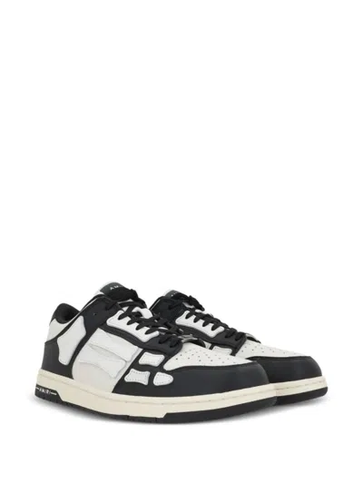 Shop Amiri White And Black Calf Leather Skel Sneakers