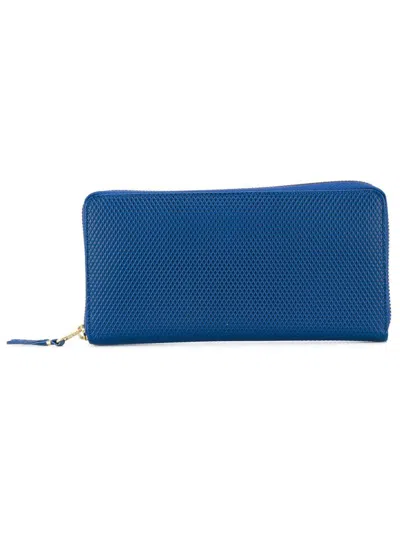 Shop Comme Des Garçons Printed Calf Leather Wallet In Blue